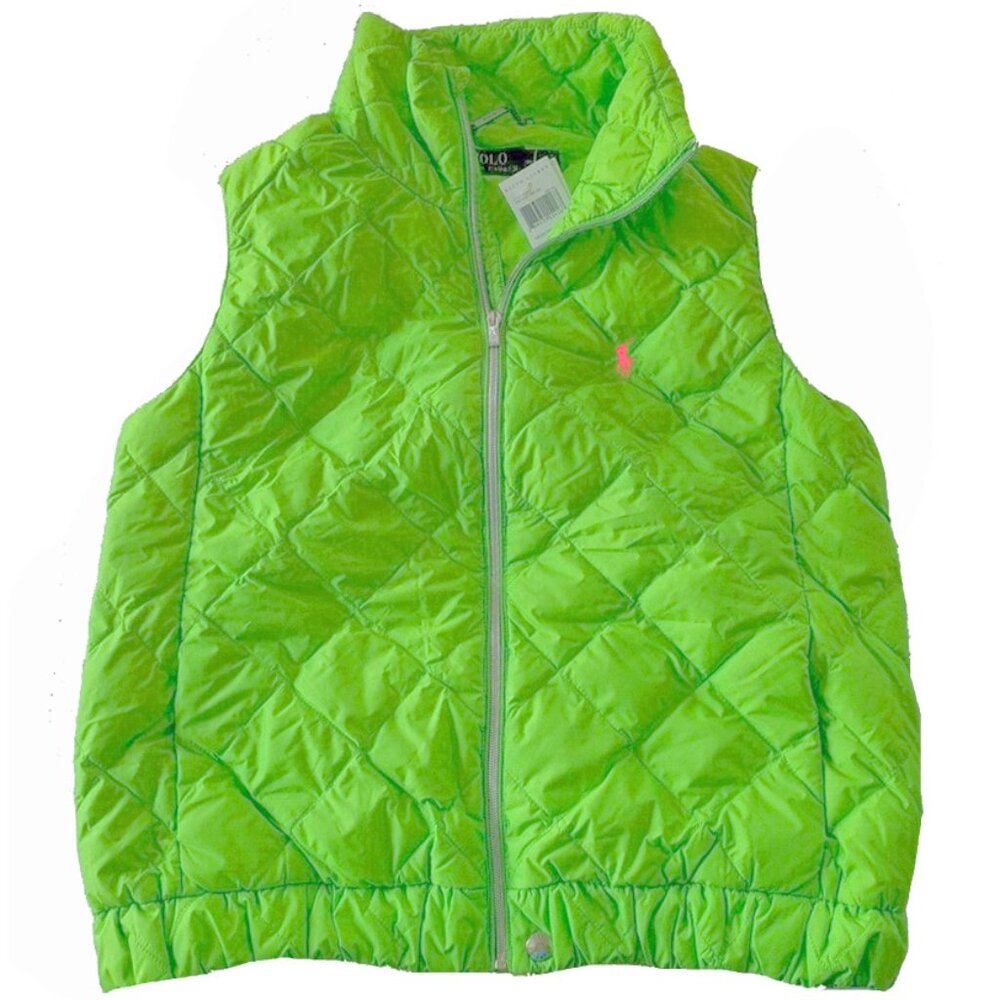 NEW Polo Ralph Lauren Down Puffer Vest! Bright Green Pink Player Lightweight